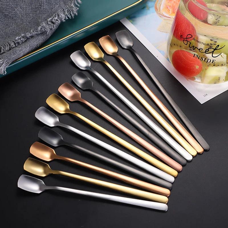 Ice Pick Pick - 1PC Stainless Steel Square-Headed Teaspoon Long