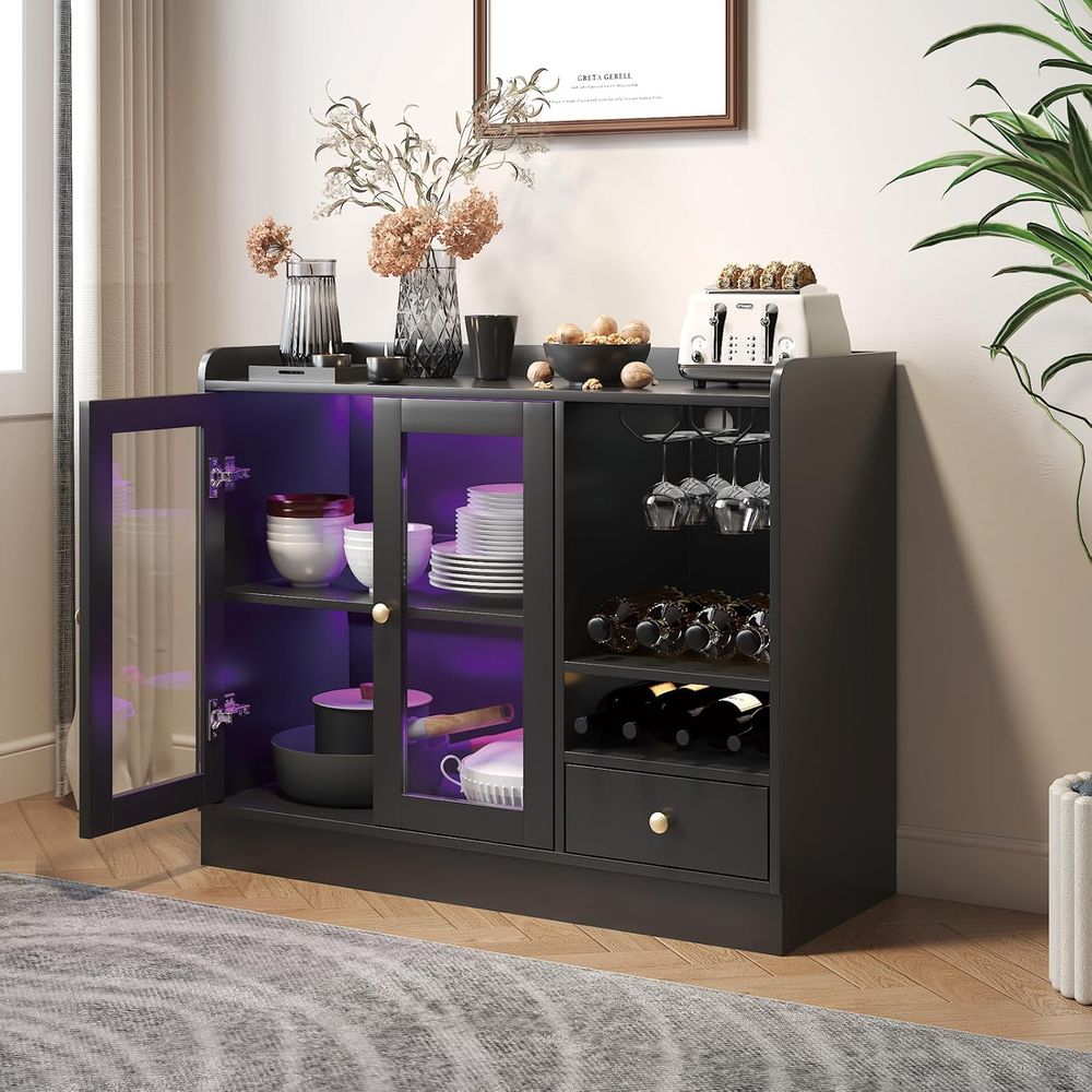 Home Bar And Cabinet - Tempered Acrylic Door Wine Bar Cabinet