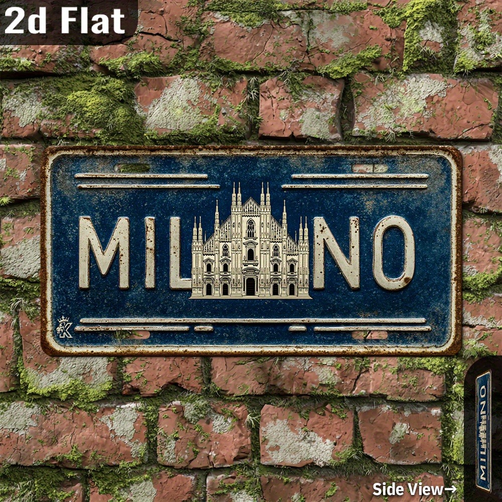 Home Bar Signs - Custom 2D Printed Milan Italy Aluminum