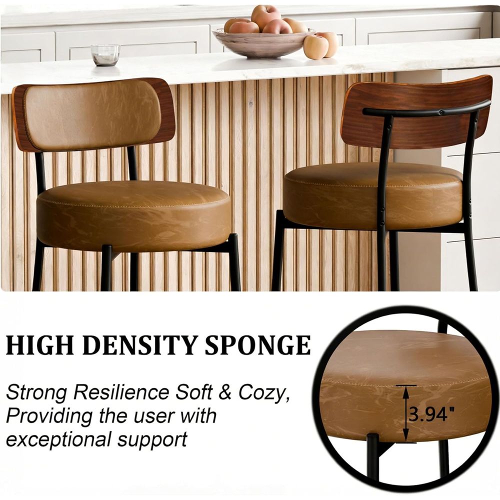 Brown Bar Stools Set o 3, Leat - مراجعة Home Bar And Counter وسعره
