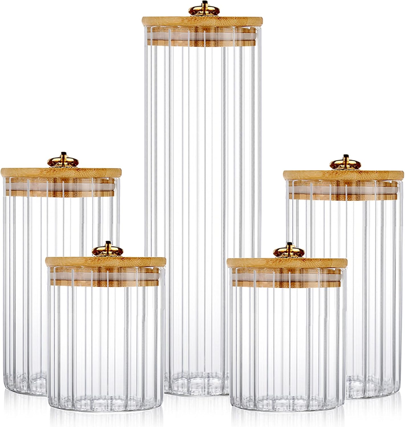 Glass Storage Jars Set of 5, D - مراجعة Home Bar And Kitchen وسعره