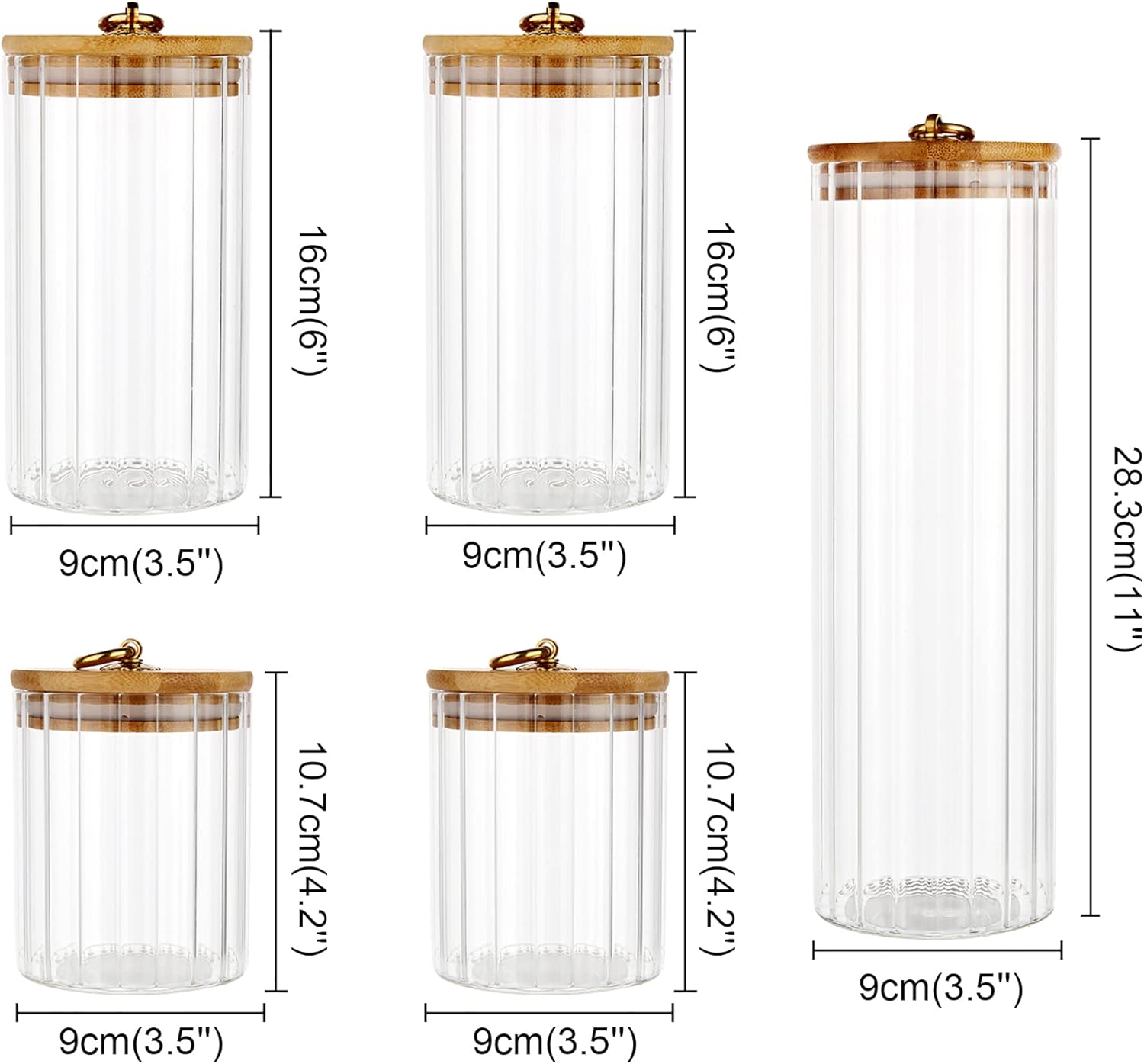 Glass Storage Jars Set of 5, D - مراجعة Home Bar And Kitchen وسعره
