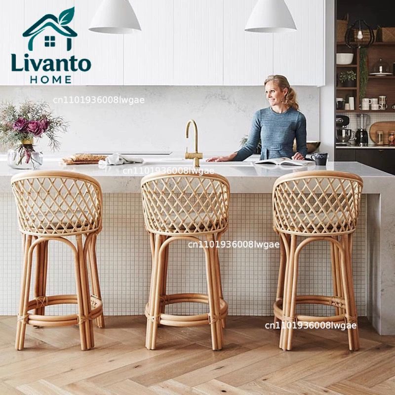 Natural Rattan Bar Stools with - مراجعة Home Bar Seating وسعره