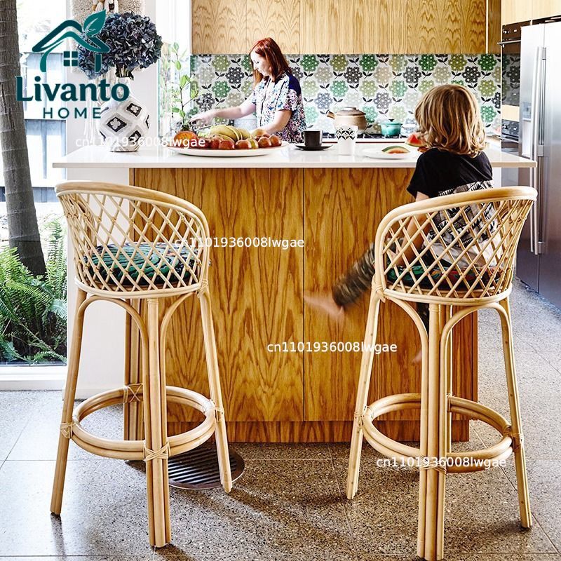 Natural Rattan Bar Stools with - مراجعة Home Bar Seating وسعره