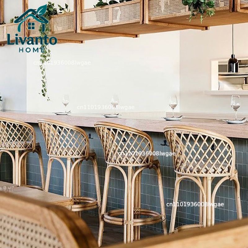 Natural Rattan Bar Stools with - مراجعة Home Bar Seating وسعره