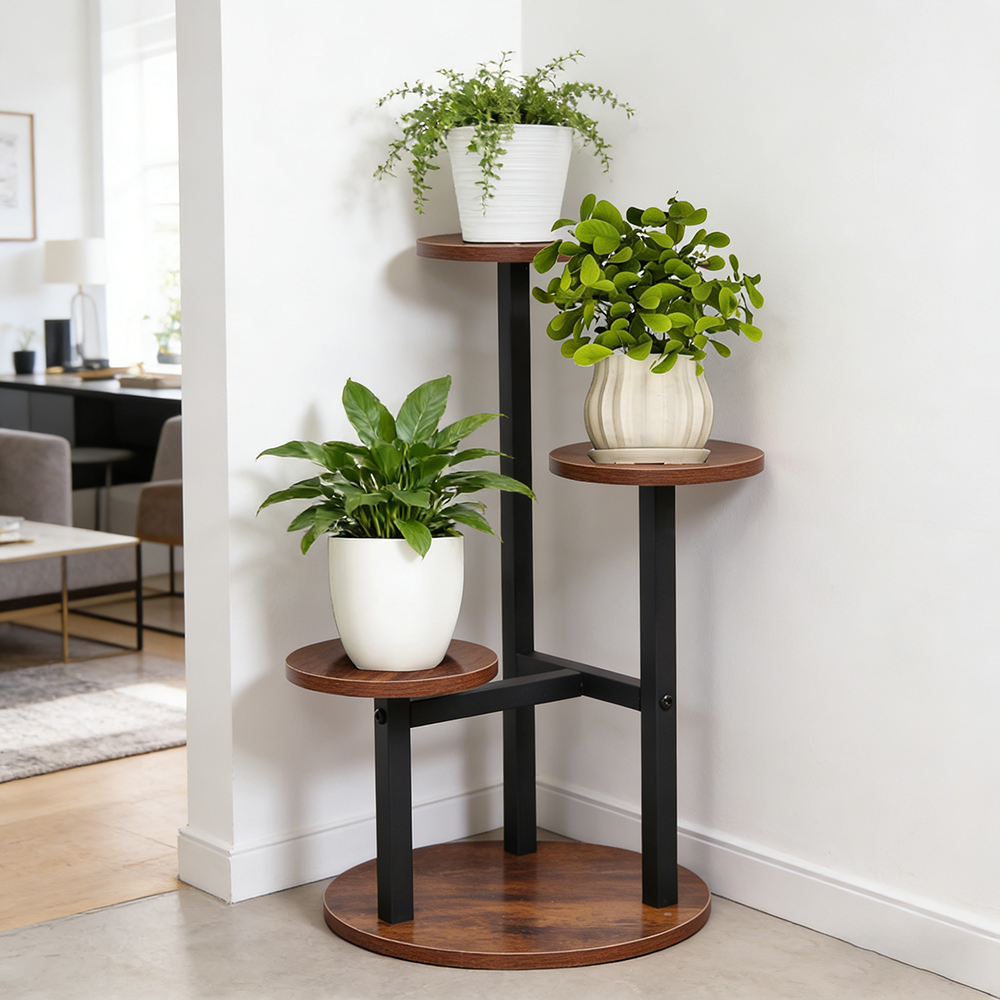 3-Tier Rustic Wood & Metal Pla - مراجعة Home Bar Shelves وسعره