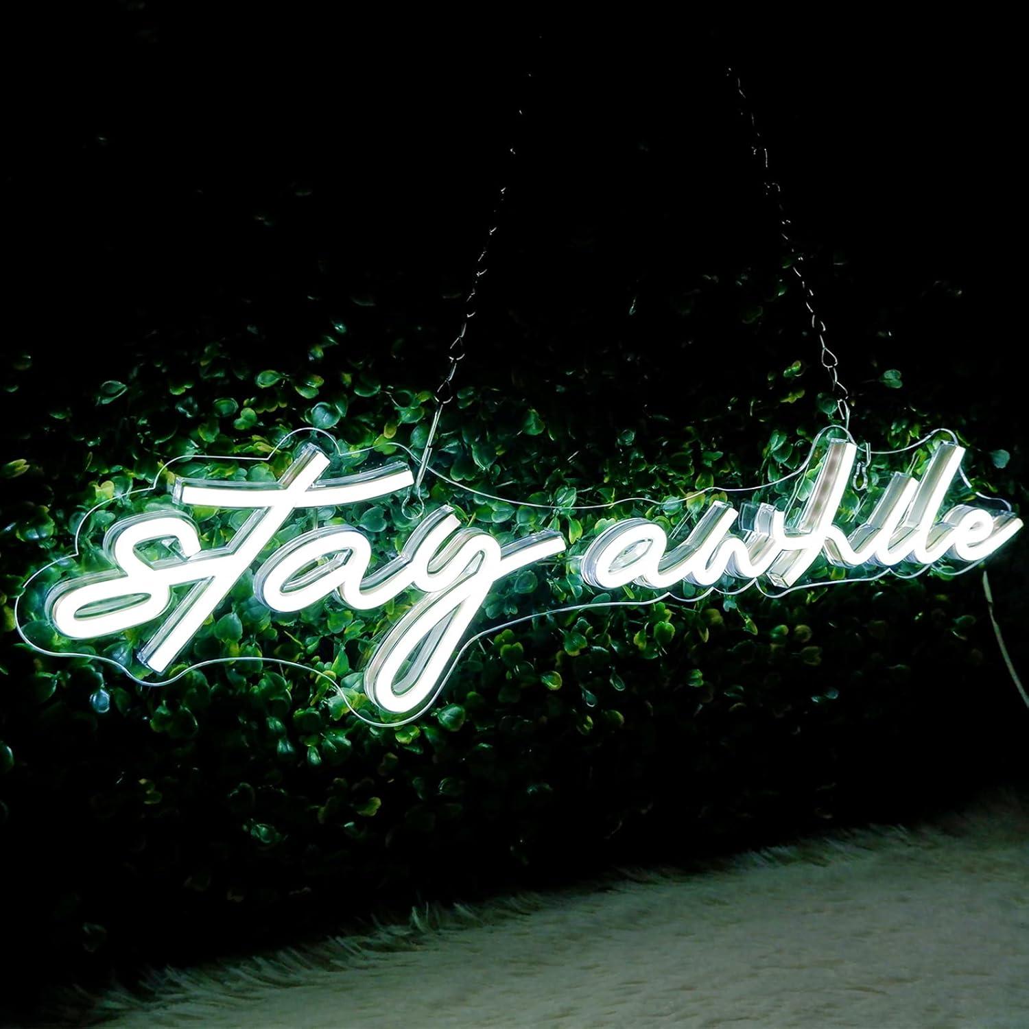 Stay Awhile Neon Signs USB Dim - مراجعة Home Bar Signs وسعره