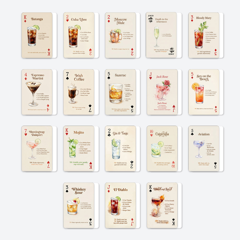 54pcs Cocktail Recipes Playing - مراجعة Cocktail Recipe Book وسعره