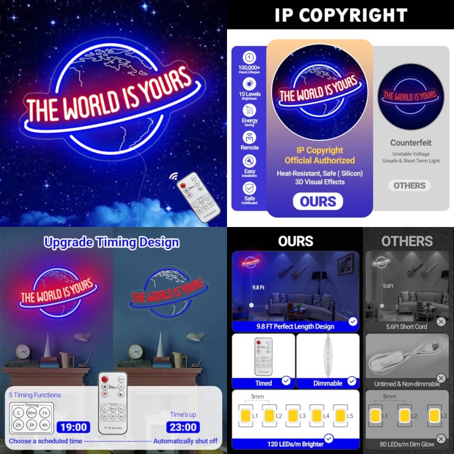 The World Is Yours Neon Sign,  - مراجعة Home Bar Signs وسعره