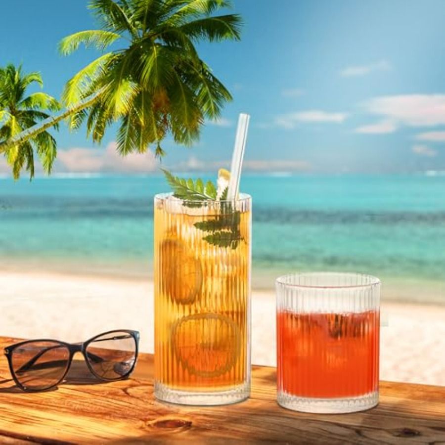 12Piece Ribbed Glassware Set w - مراجعة Highball Glass Set وسعره