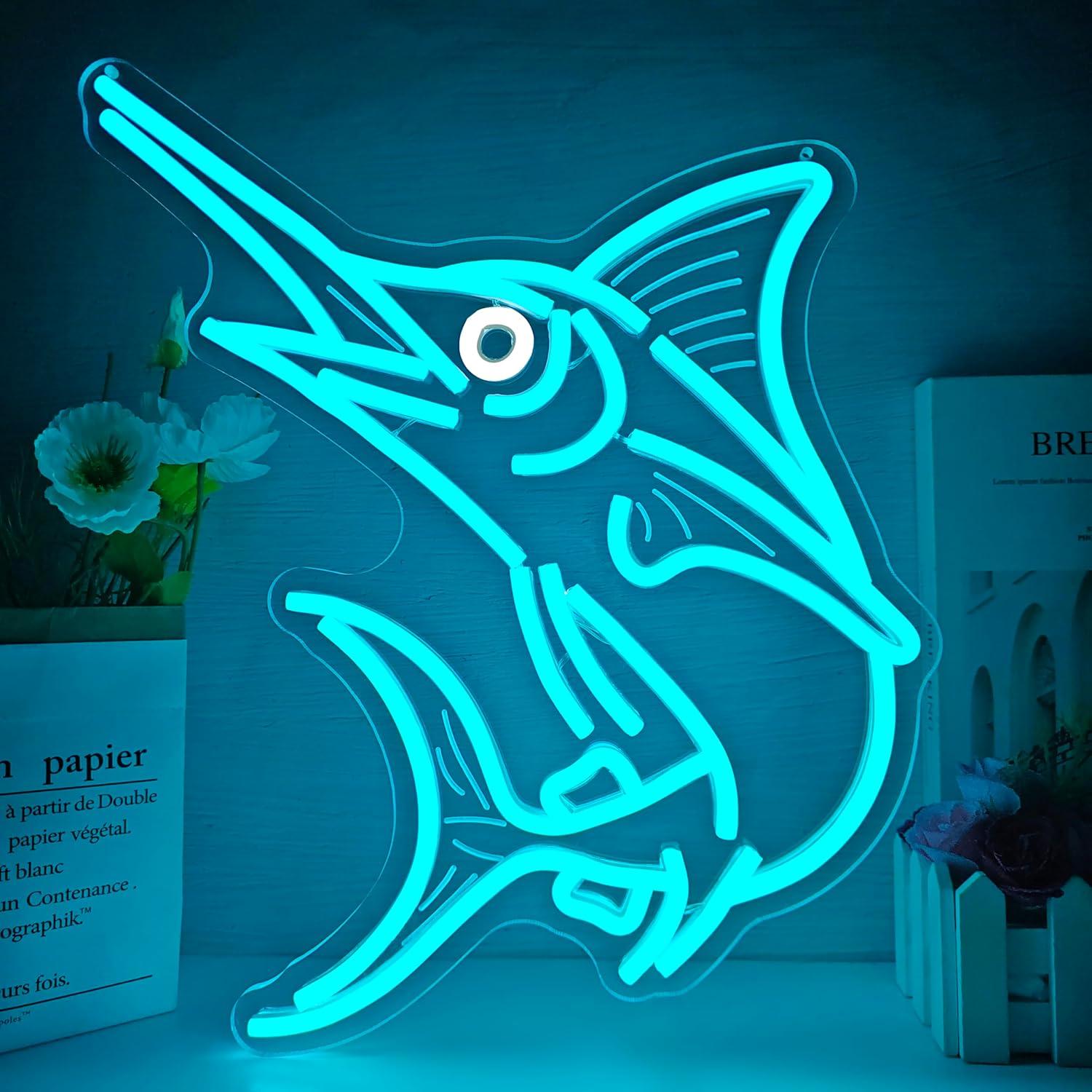 Marlin Fish Neon Sign Deep Sea - مراجعة Home Bar Signs وسعره