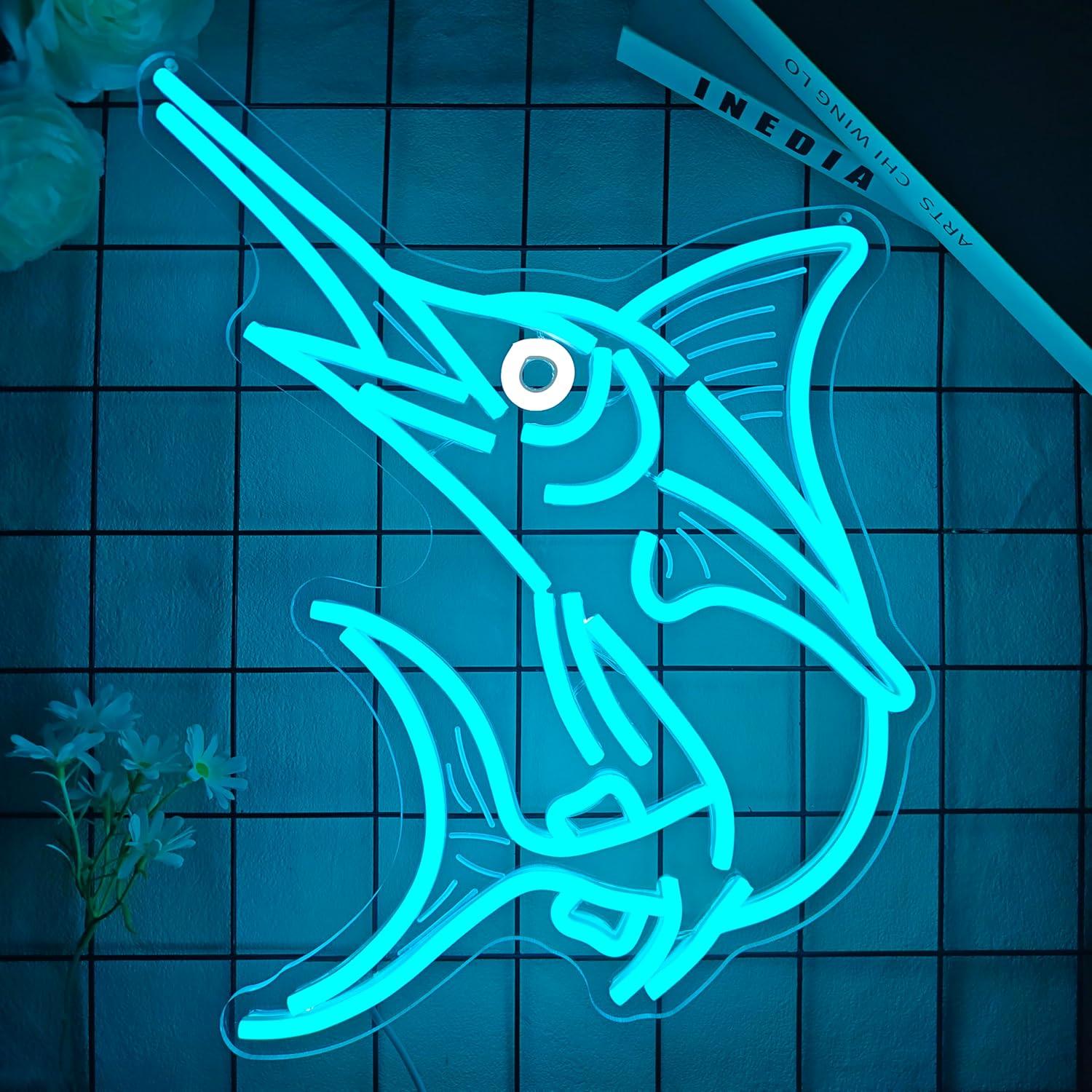 Marlin Fish Neon Sign Deep Sea - مراجعة Home Bar Signs وسعره