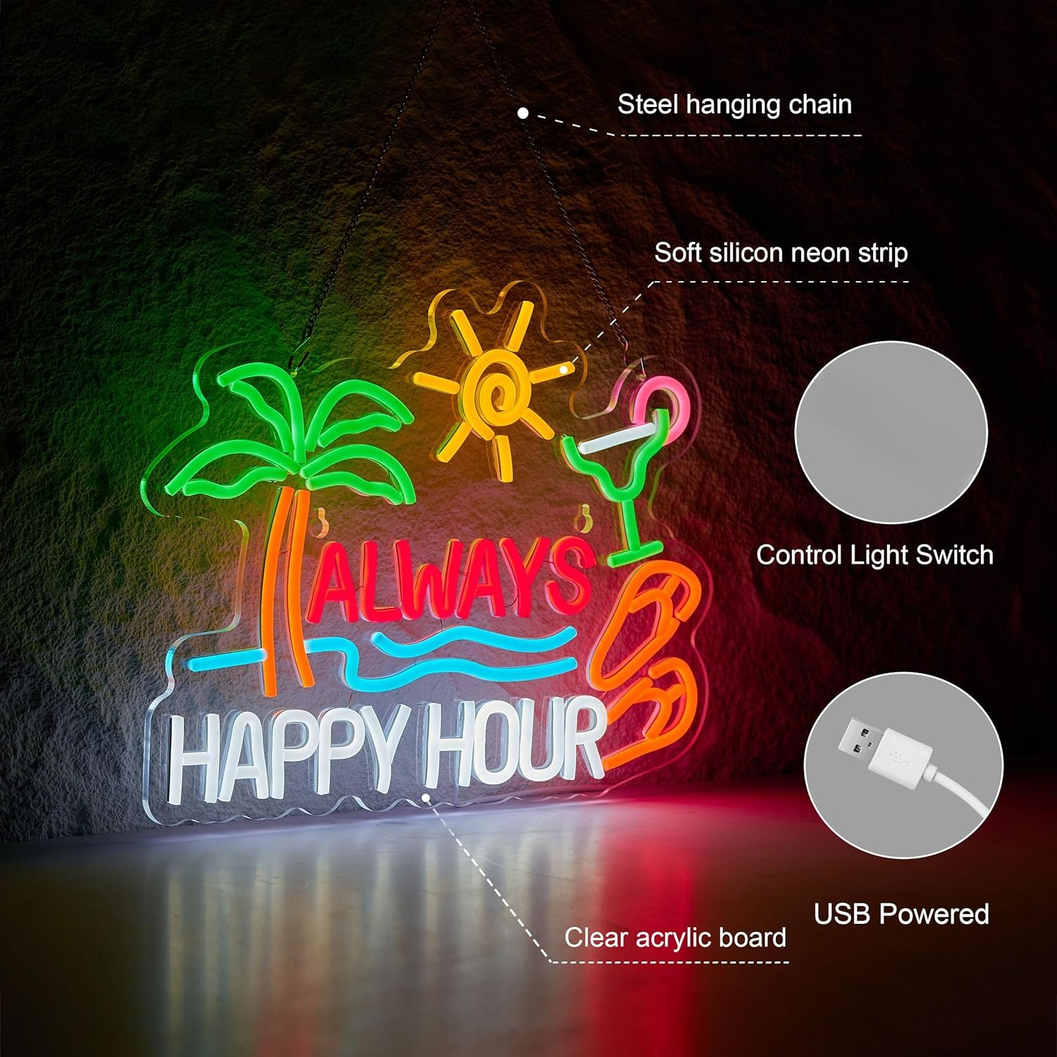 Always Happy Hour Beer Bar Neo - مراجعة Home Bar Signs وسعره