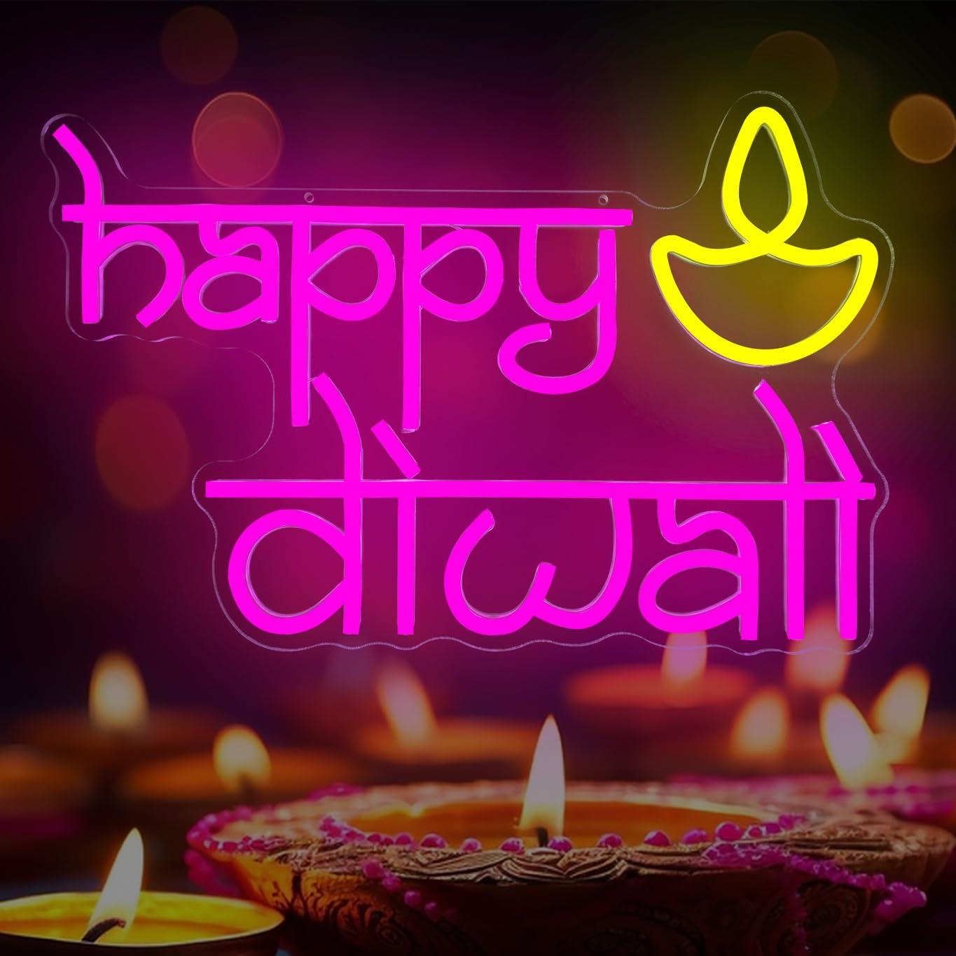 Happy Diwali Neon Sign USB Pow - مراجعة Home Bar Signs وسعره