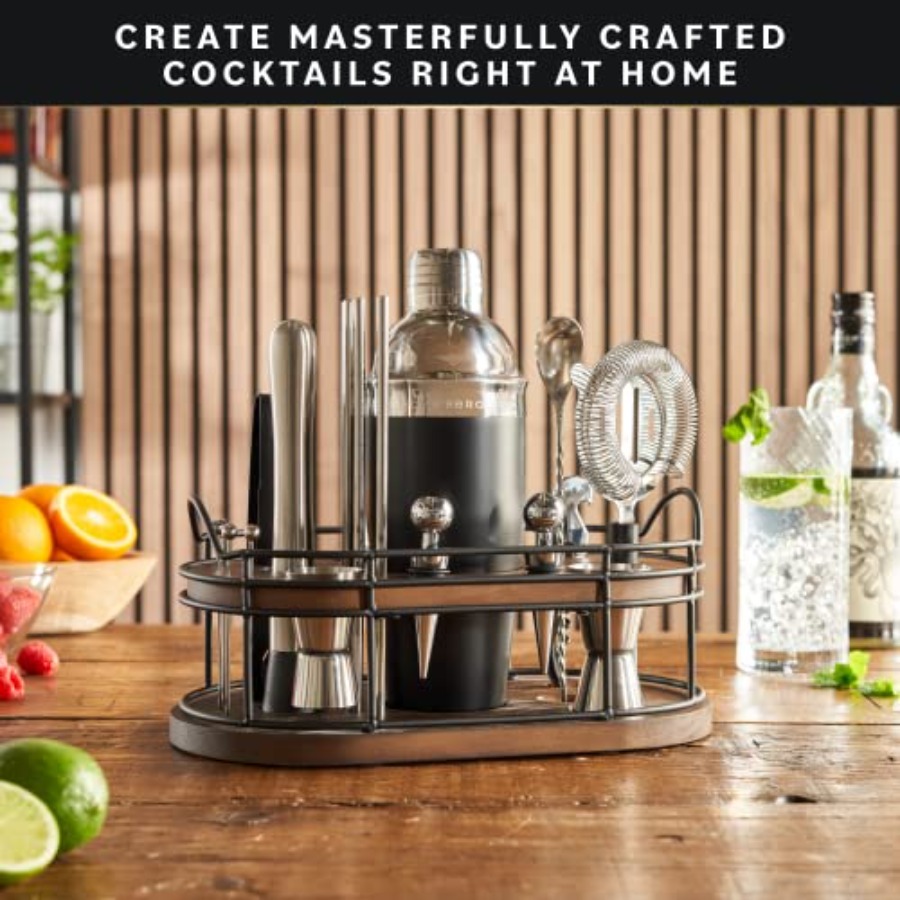 Bartender Kit - 22-Piece Cockt - مراجعة Cocktail Recipe Book وسعره