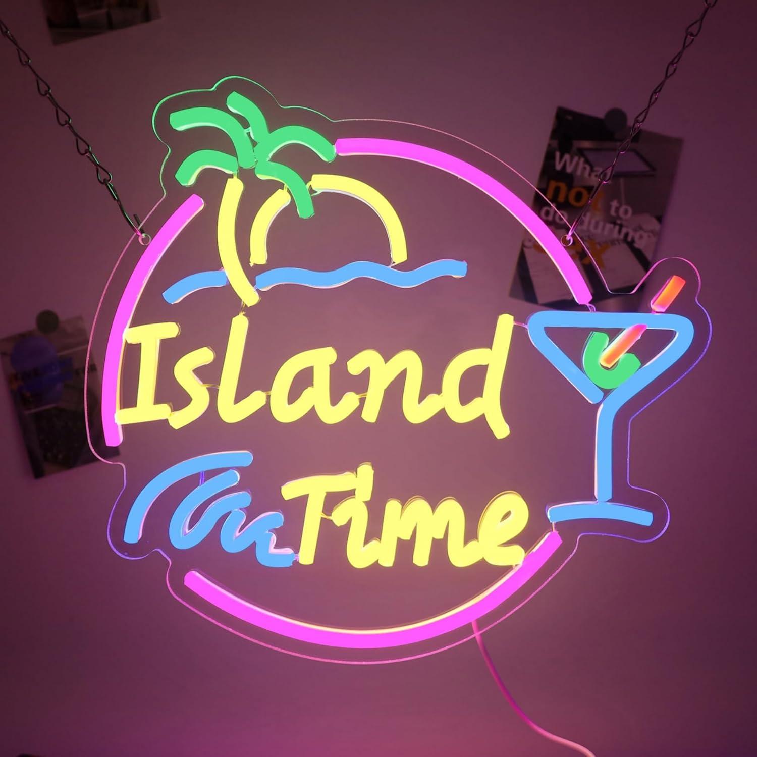 Island Time Neon Sign LED Ligh - مراجعة Home Bar Signs وسعره
