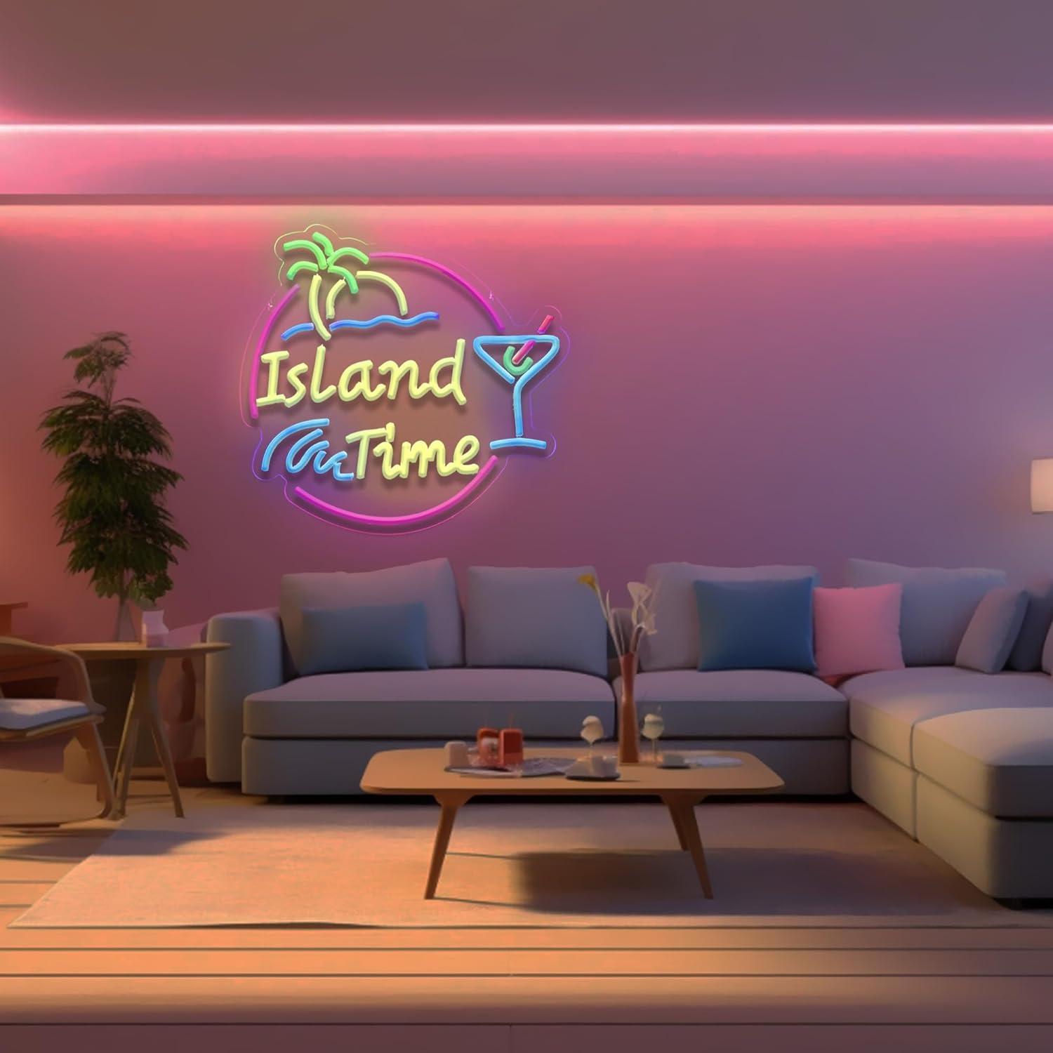 Island Time Neon Sign LED Ligh - مراجعة Home Bar Signs وسعره