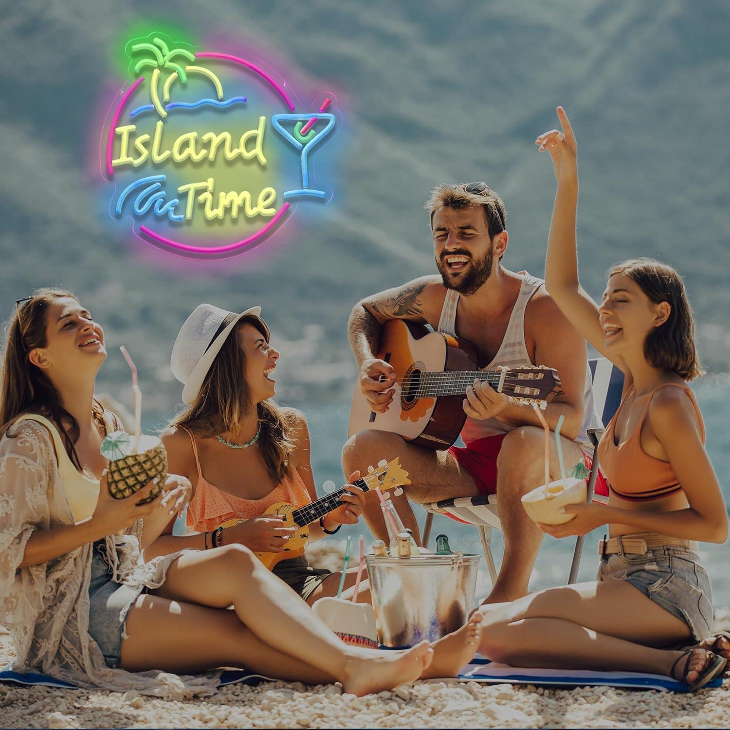 Island Time Neon Sign LED Ligh - مراجعة Home Bar Signs وسعره