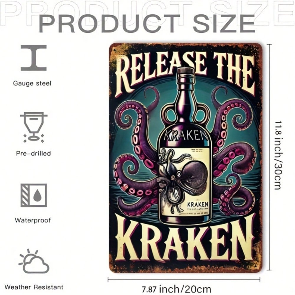 Vintage Kraken Rum Bottle Wall - مراجعة Home Bar Cafe وسعره
