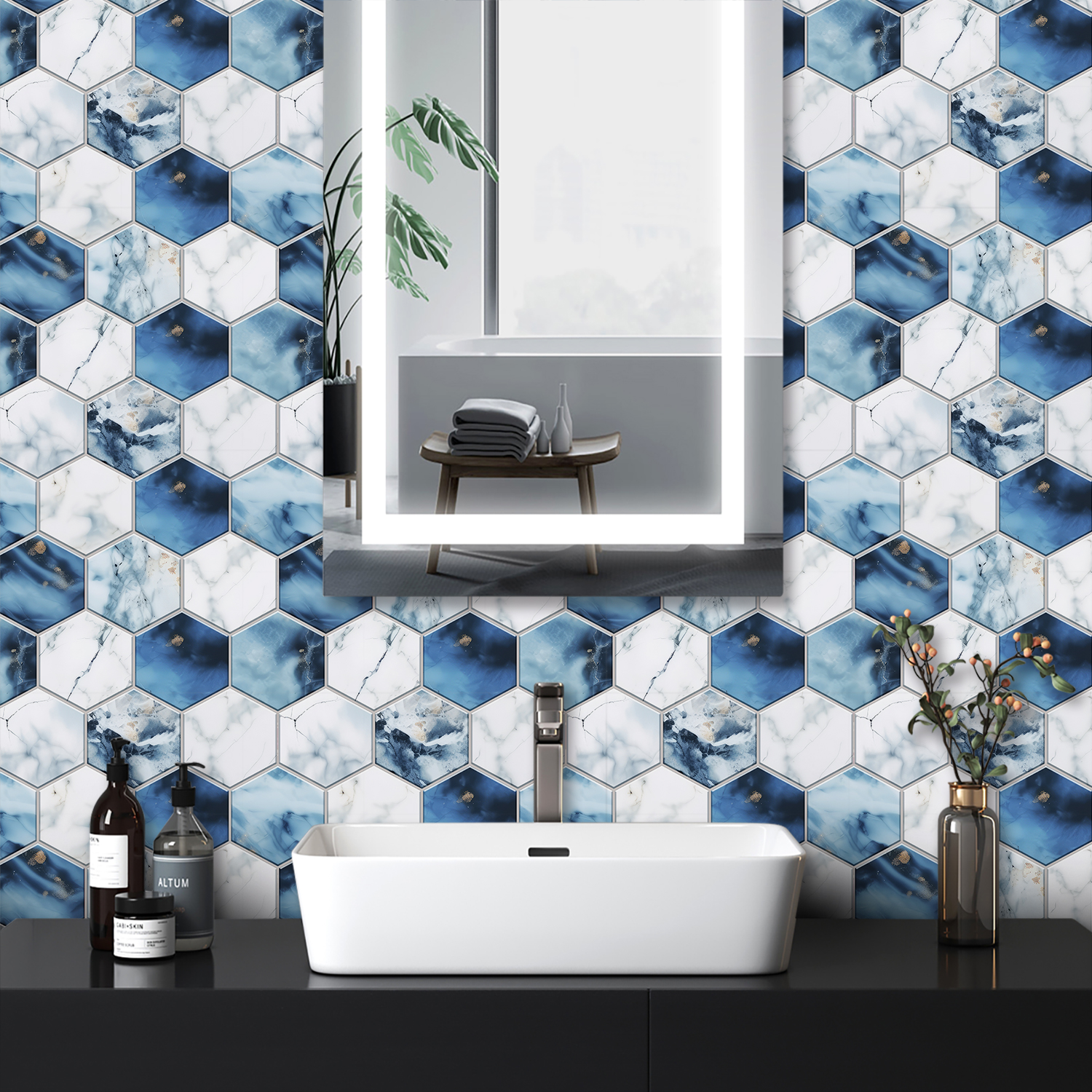 5 Styles Flat Hexagon Marble E - مراجعة Home Bar Sink وسعره