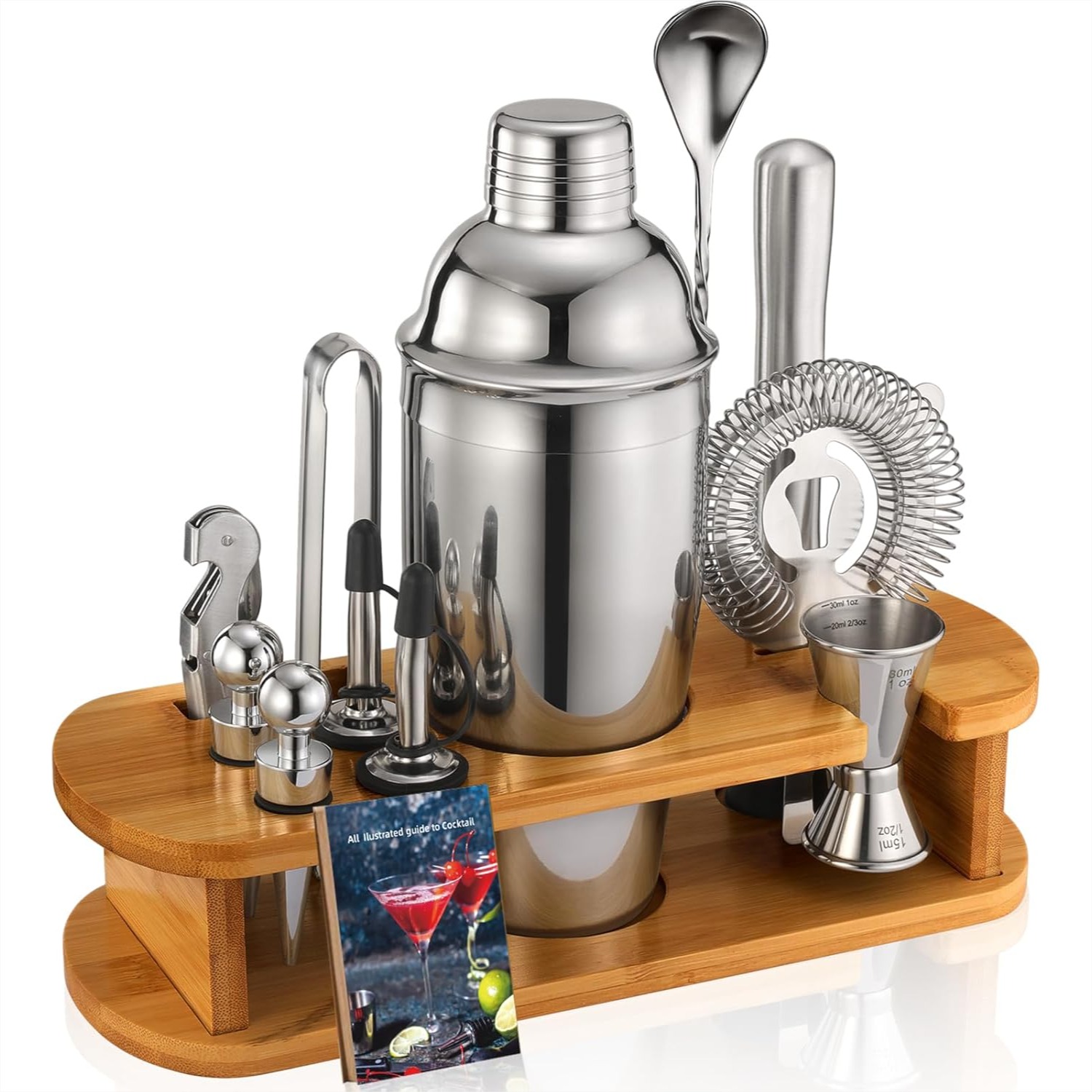 13-Piece Cocktail Shaker Set W - مراجعة Home Bar Stand وسعره
