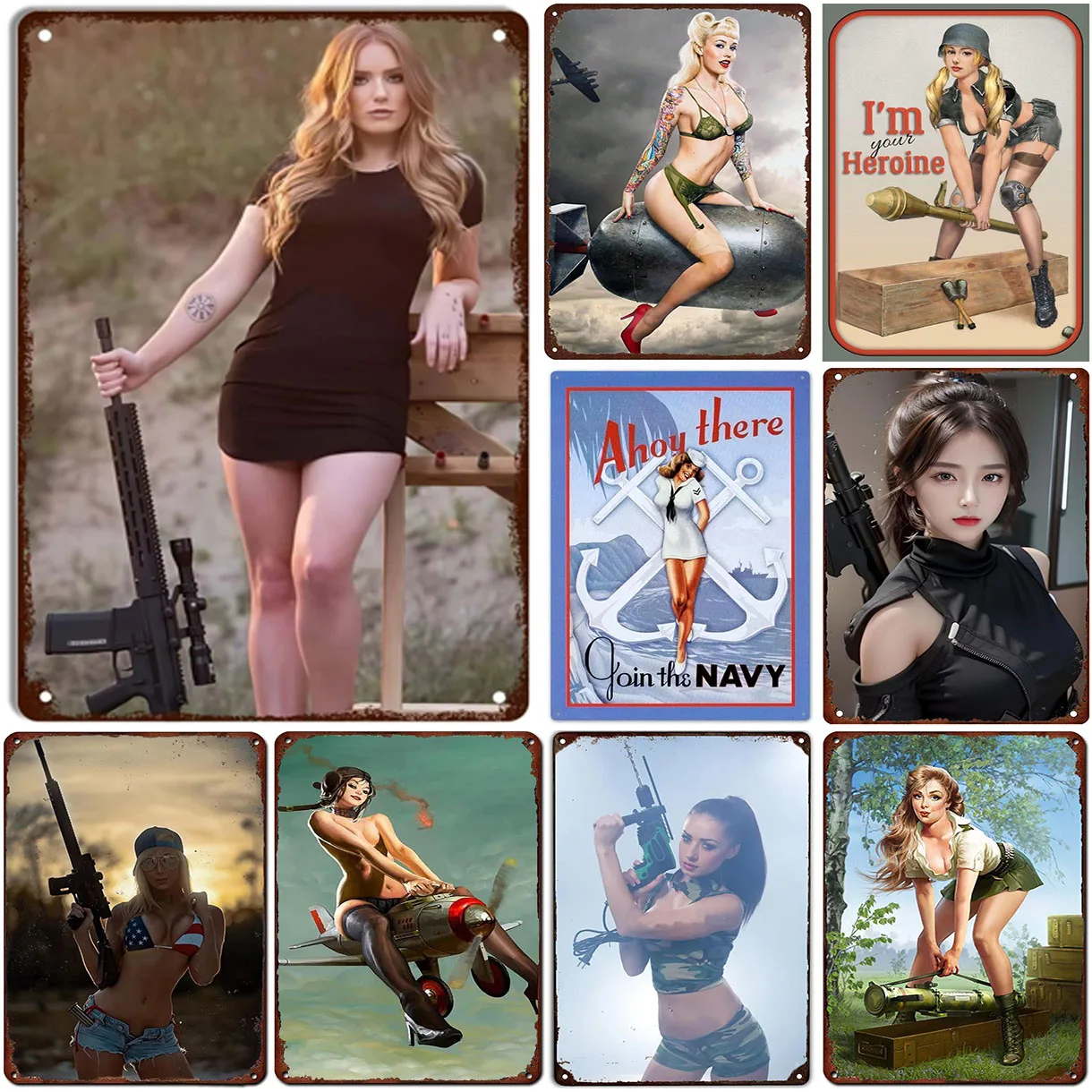 Pinup Girl Metal Tin Signs Pla - مراجعة Home Bar Cafe وسعره