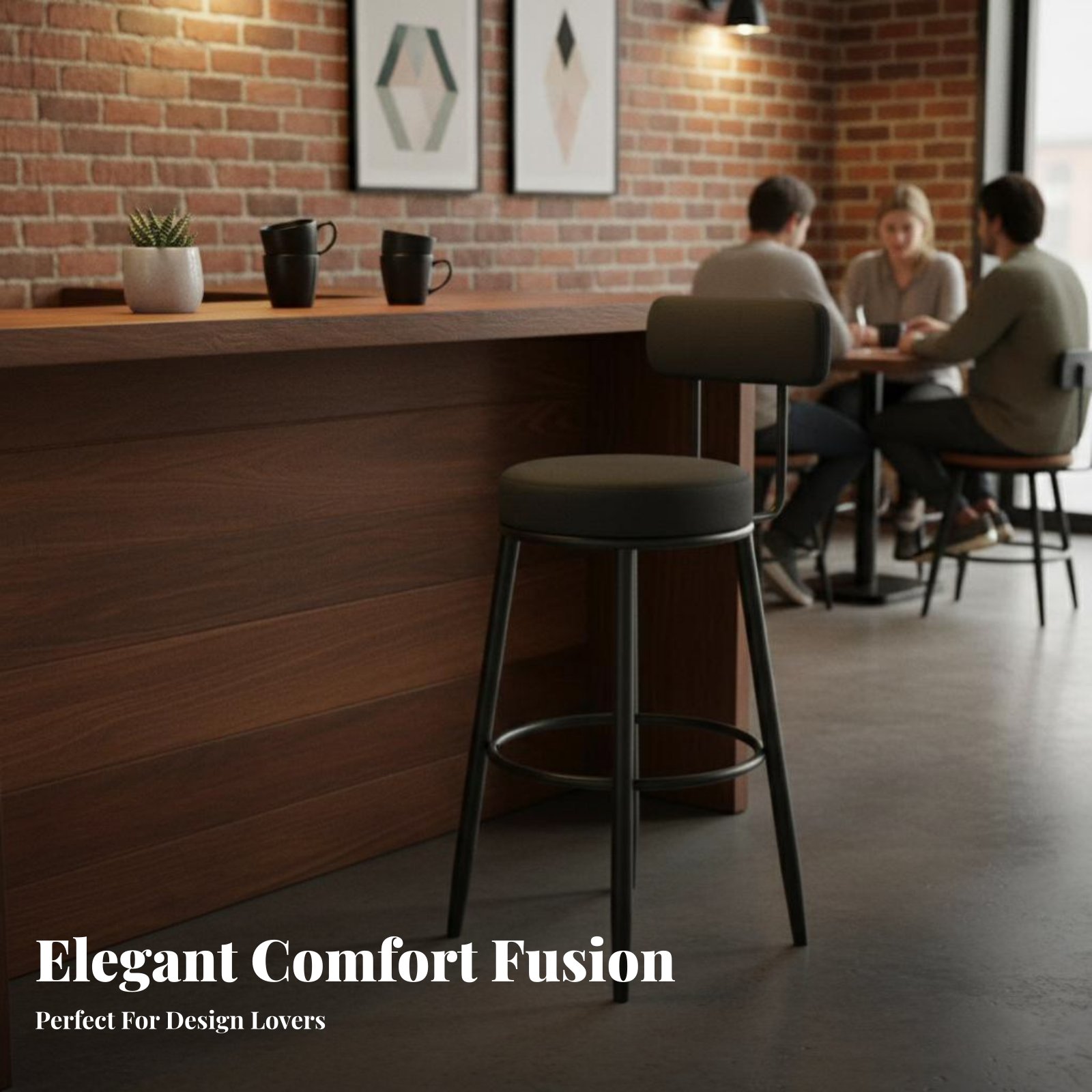 Upholstered Stool with Low Rea - مراجعة Home Bar Seating وسعره