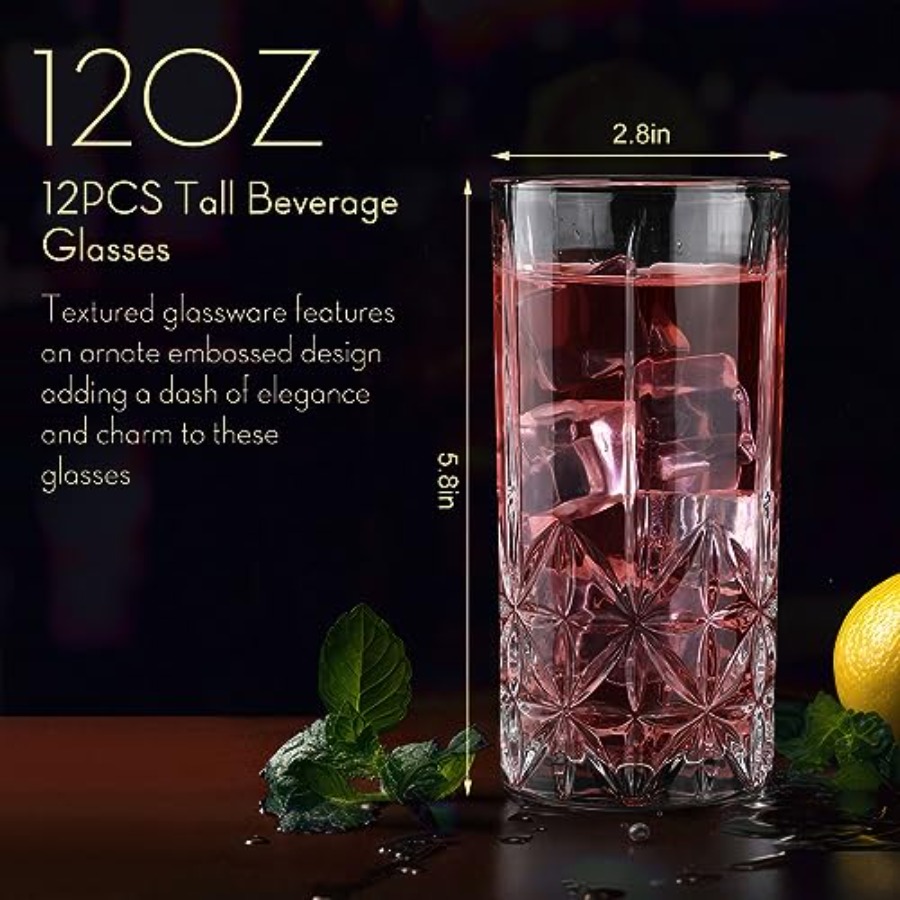 Set of 12 Tall Highball Glasse - مراجعة Highball Glass Set وسعره
