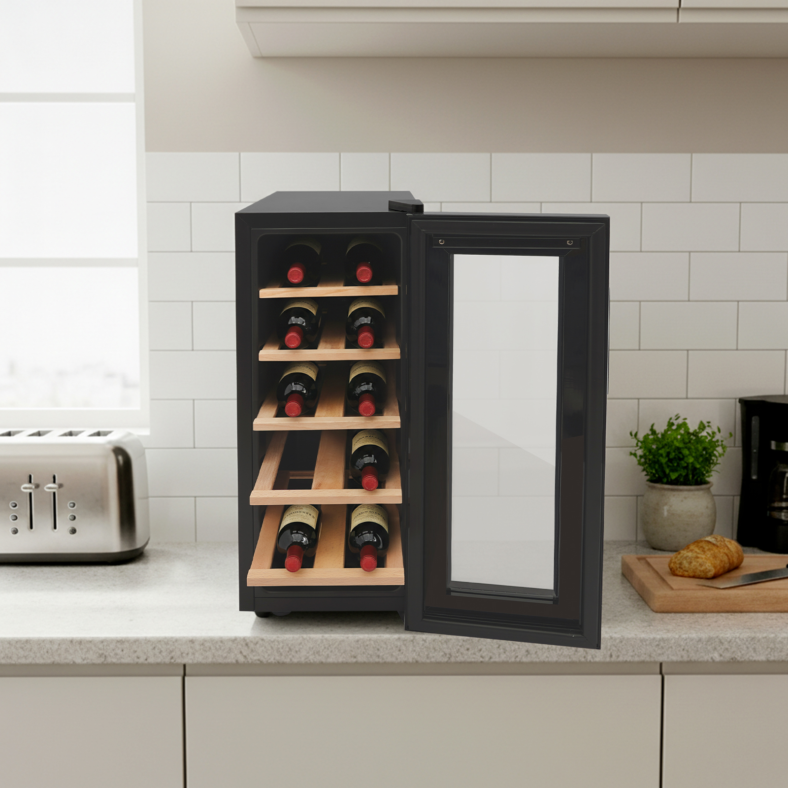 12 Bottle Wine Fridge, Freesta - مراجعة Home Bar Shelves وسعره