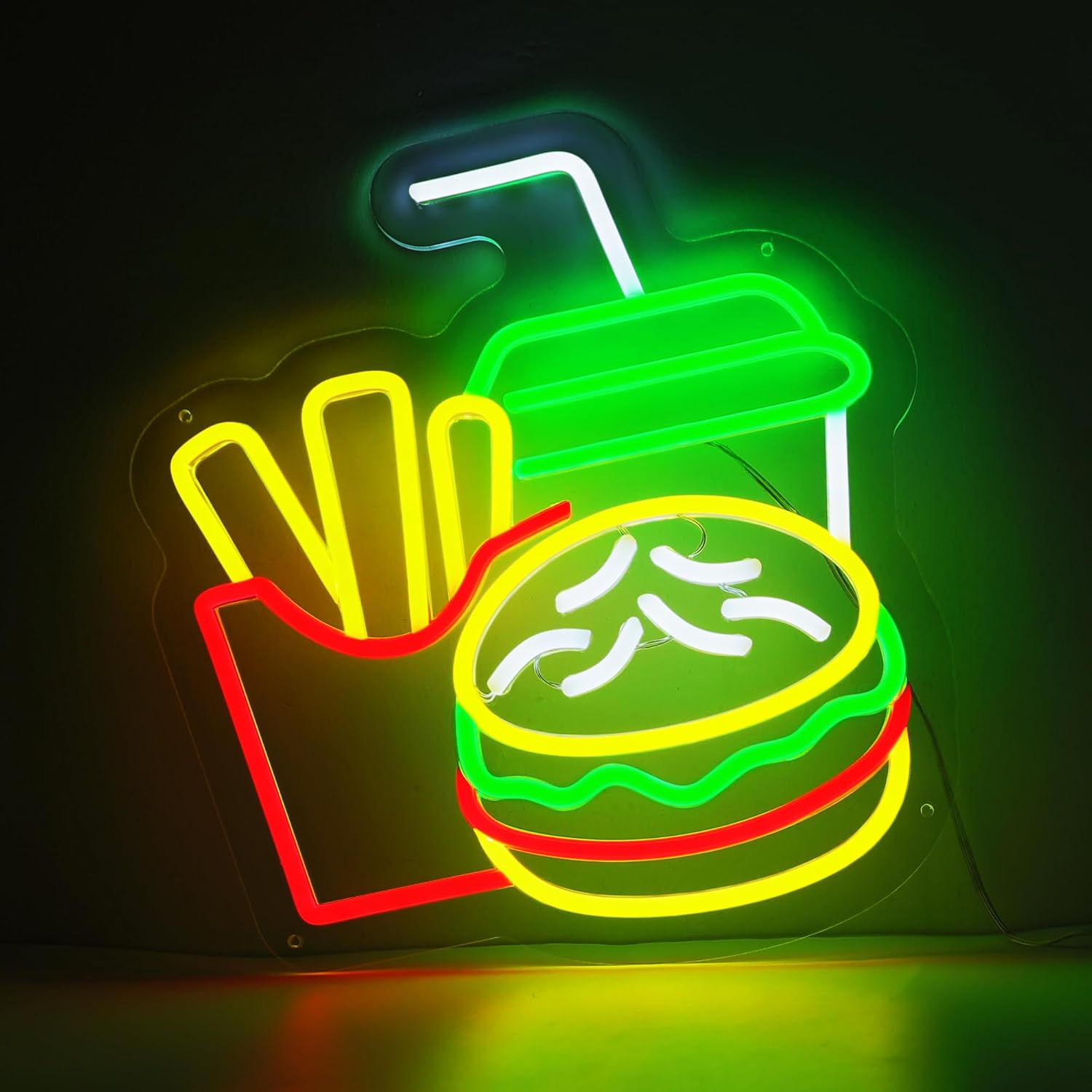 Burger Neon Sign French Fries  - مراجعة Home Bar Signs وسعره