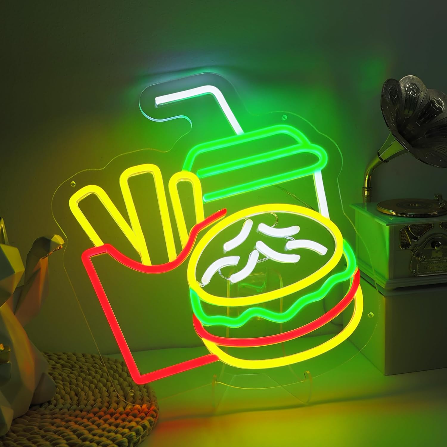 Burger Neon Sign French Fries  - مراجعة Home Bar Signs وسعره