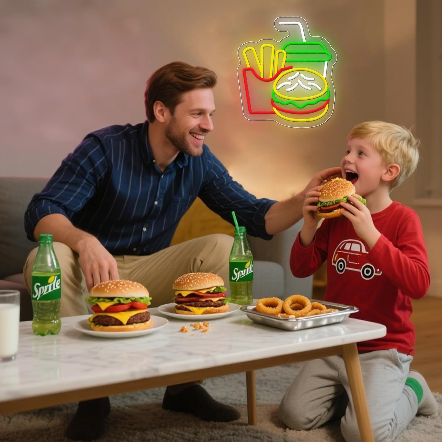 Burger Neon Sign French Fries  - مراجعة Home Bar Signs وسعره