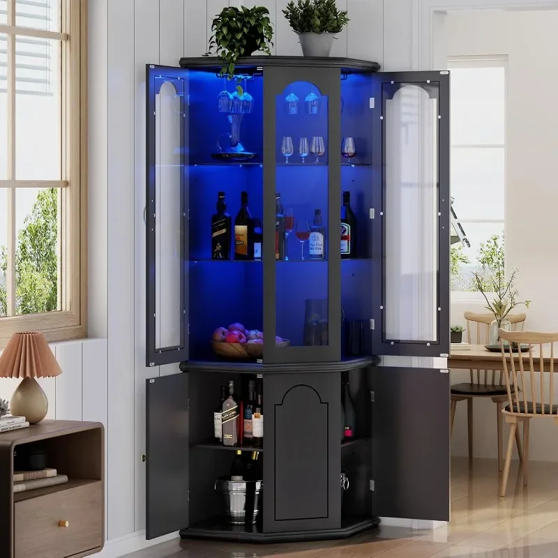 Gyfimoie Corner Bar Cabinet w/ - مراجعة Home Bar Shelves وسعره