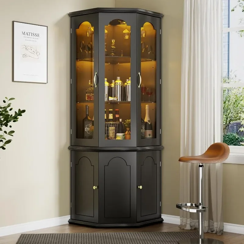 Gyfimoie Corner Bar Cabinet w/ - مراجعة Home Bar Shelves وسعره