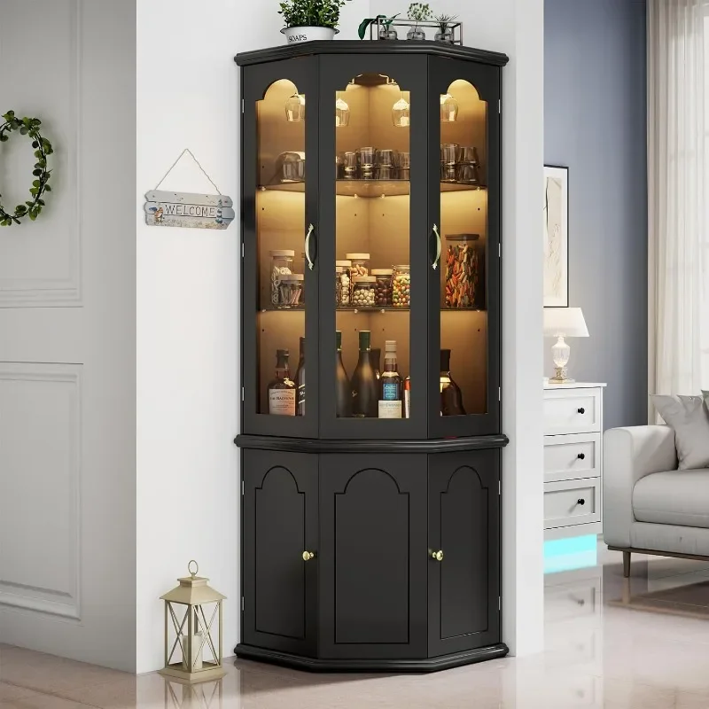 Gyfimoie Corner Bar Cabinet w/ - مراجعة Home Bar Shelves وسعره