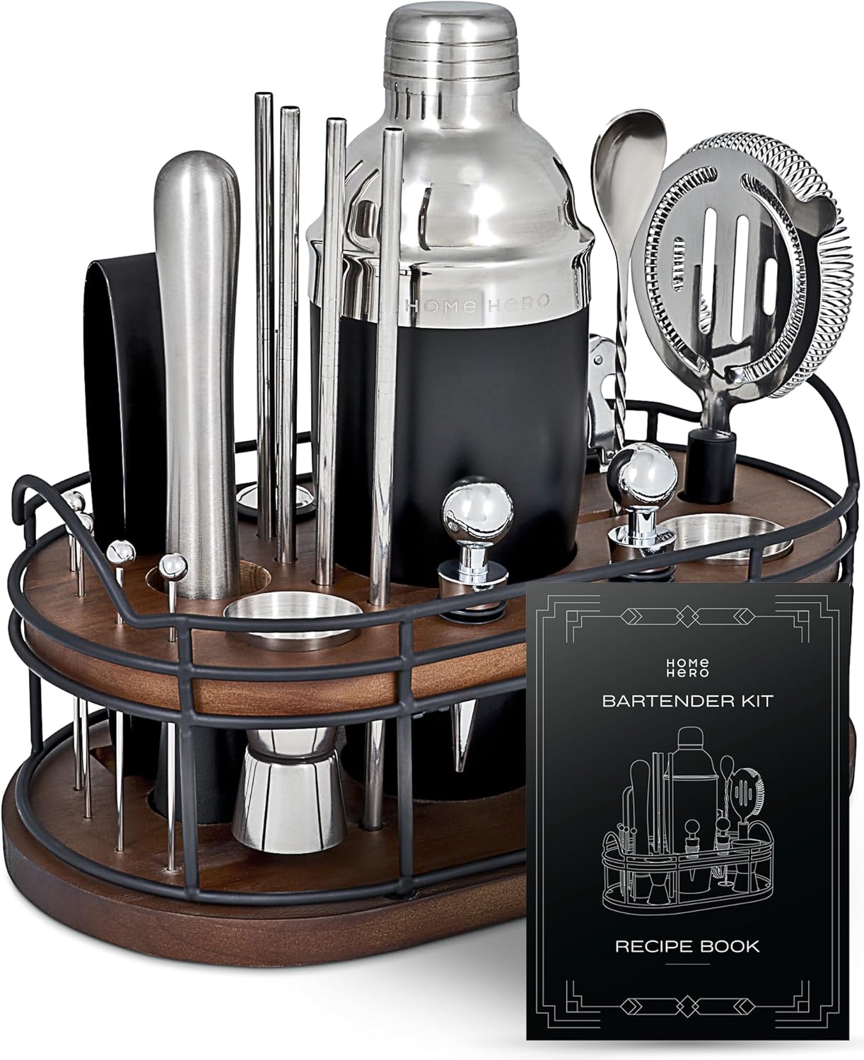 Bartender Kit - 22-Piece Cockt - مراجعة Cocktail Recipe Book وسعره