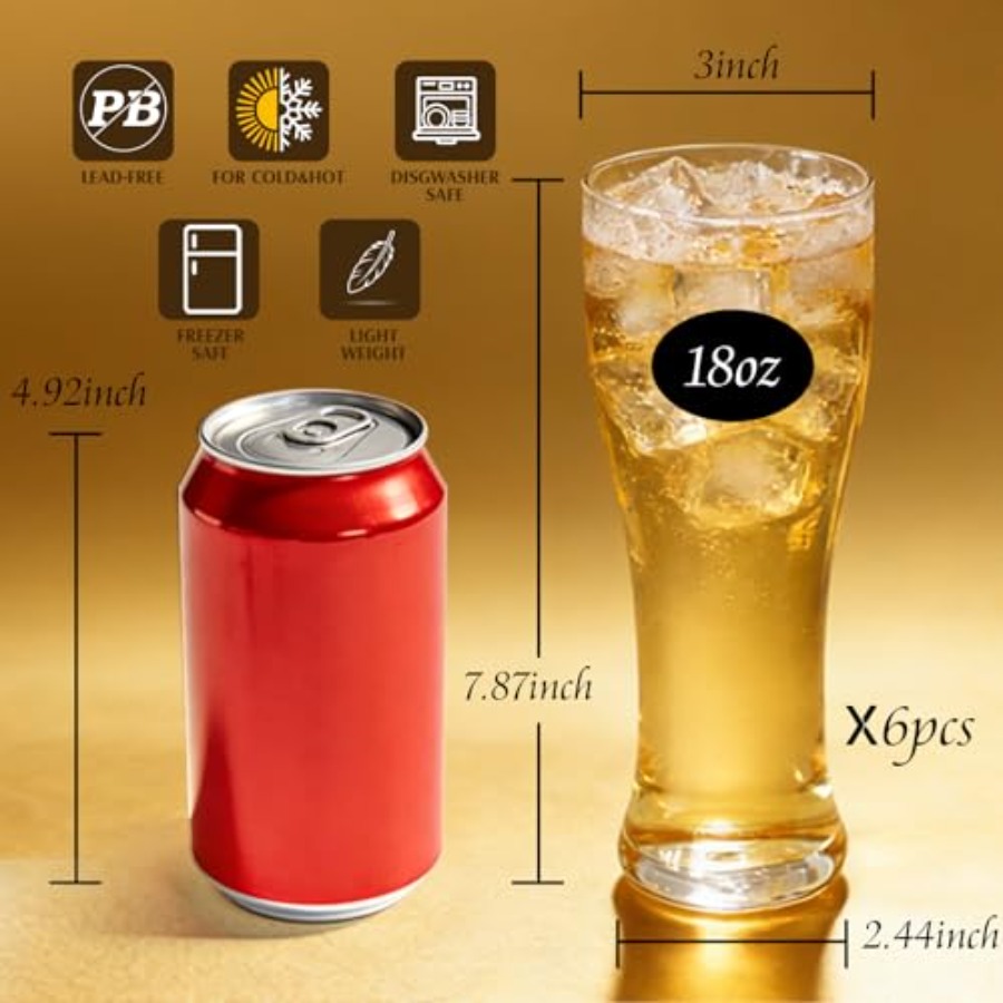 18 oz Pilsner Beer Glasses Set - مراجعة Highball Glass Set وسعره