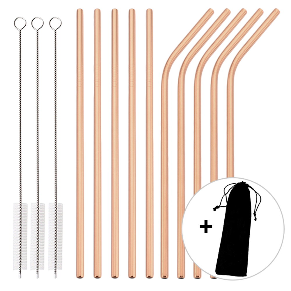 14Pcs Reusable Rose Gold Straw - مراجعة Home Bar Setup وسعره