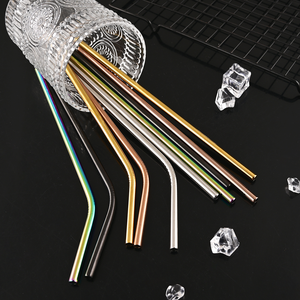 14Pcs Reusable Rose Gold Straw - مراجعة Home Bar Setup وسعره
