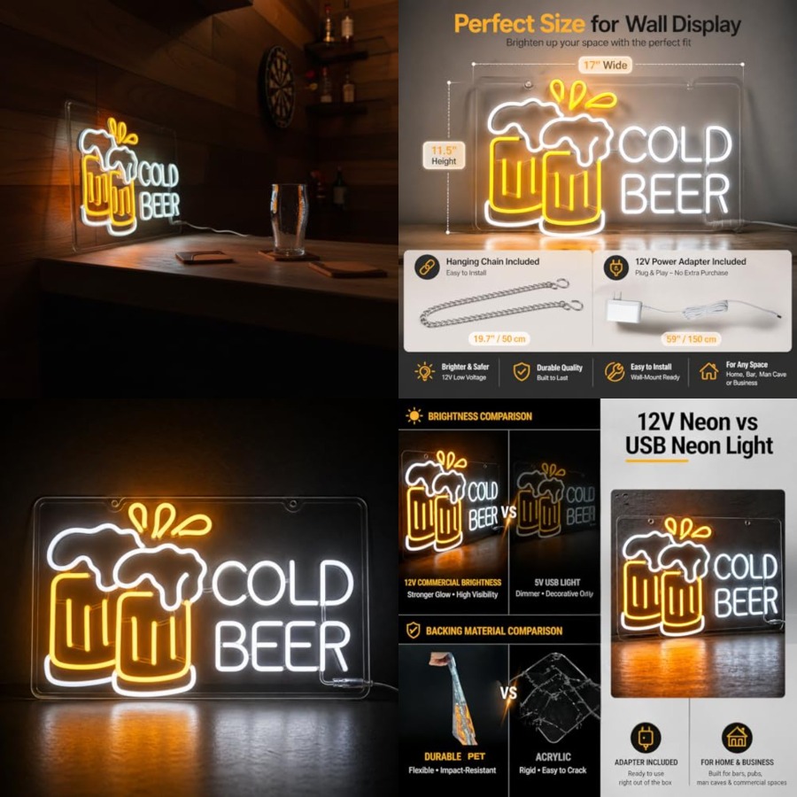 Cold Beer Neon Sign for Busine - مراجعة Home Bar Signs وسعره