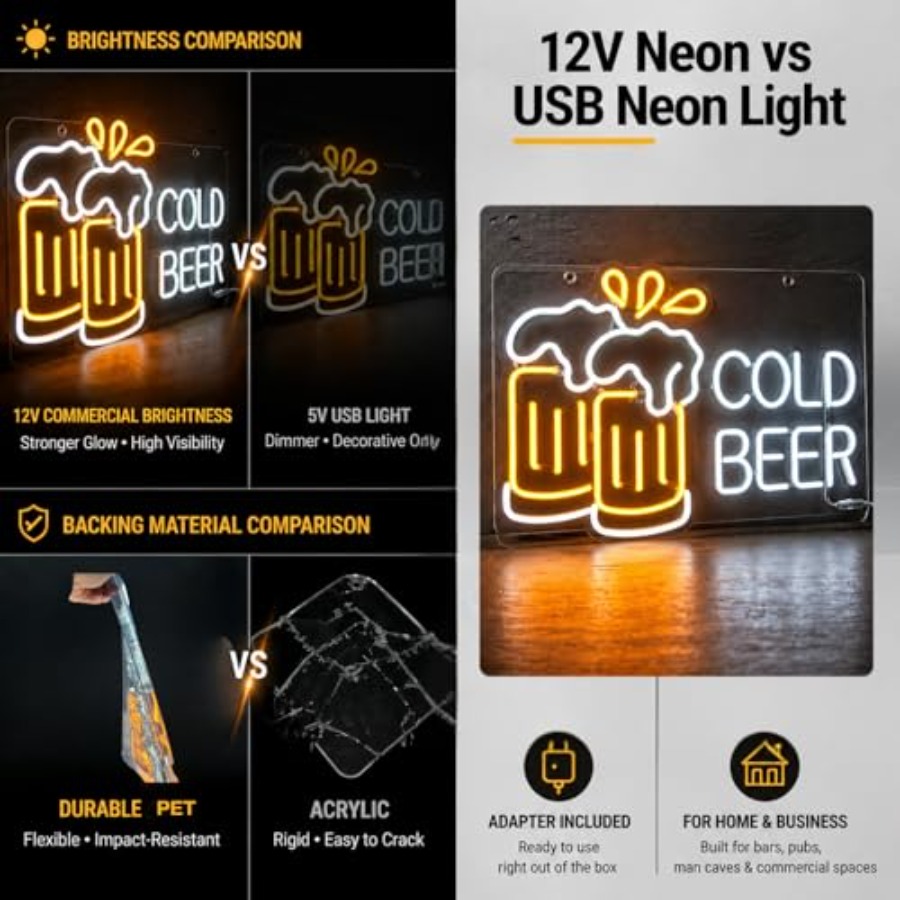 Cold Beer Neon Sign for Busine - مراجعة Home Bar Signs وسعره
