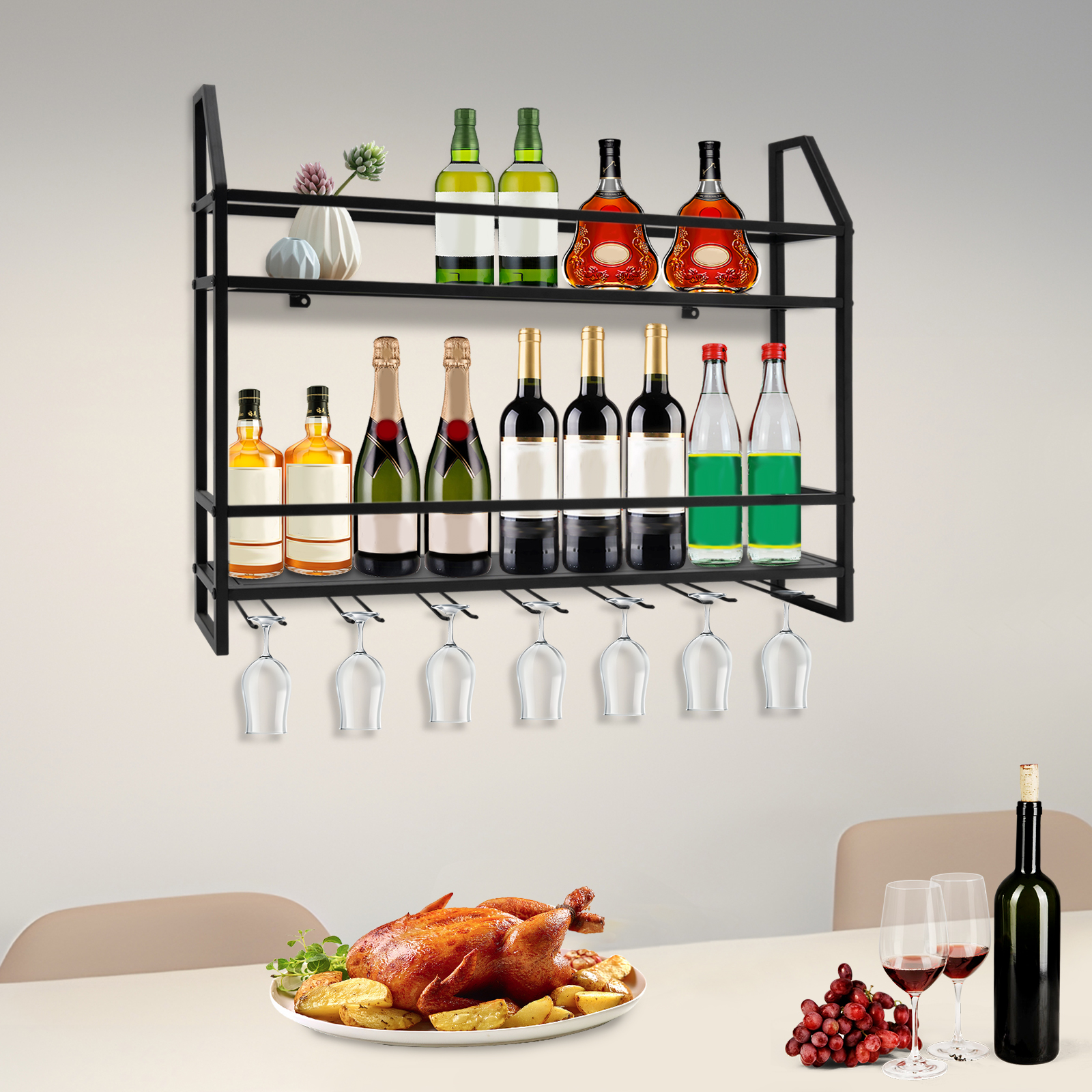 Double-layer Wine Rack Wall-Mo - مراجعة Home Bar Stand وسعره