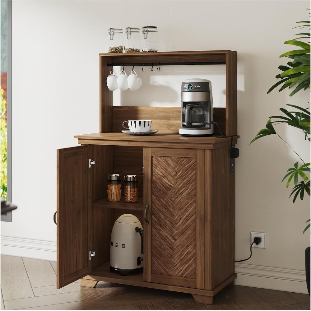 Coffee Bar Cabinet with Storag - مراجعة Home Bar And Cabinet وسعره