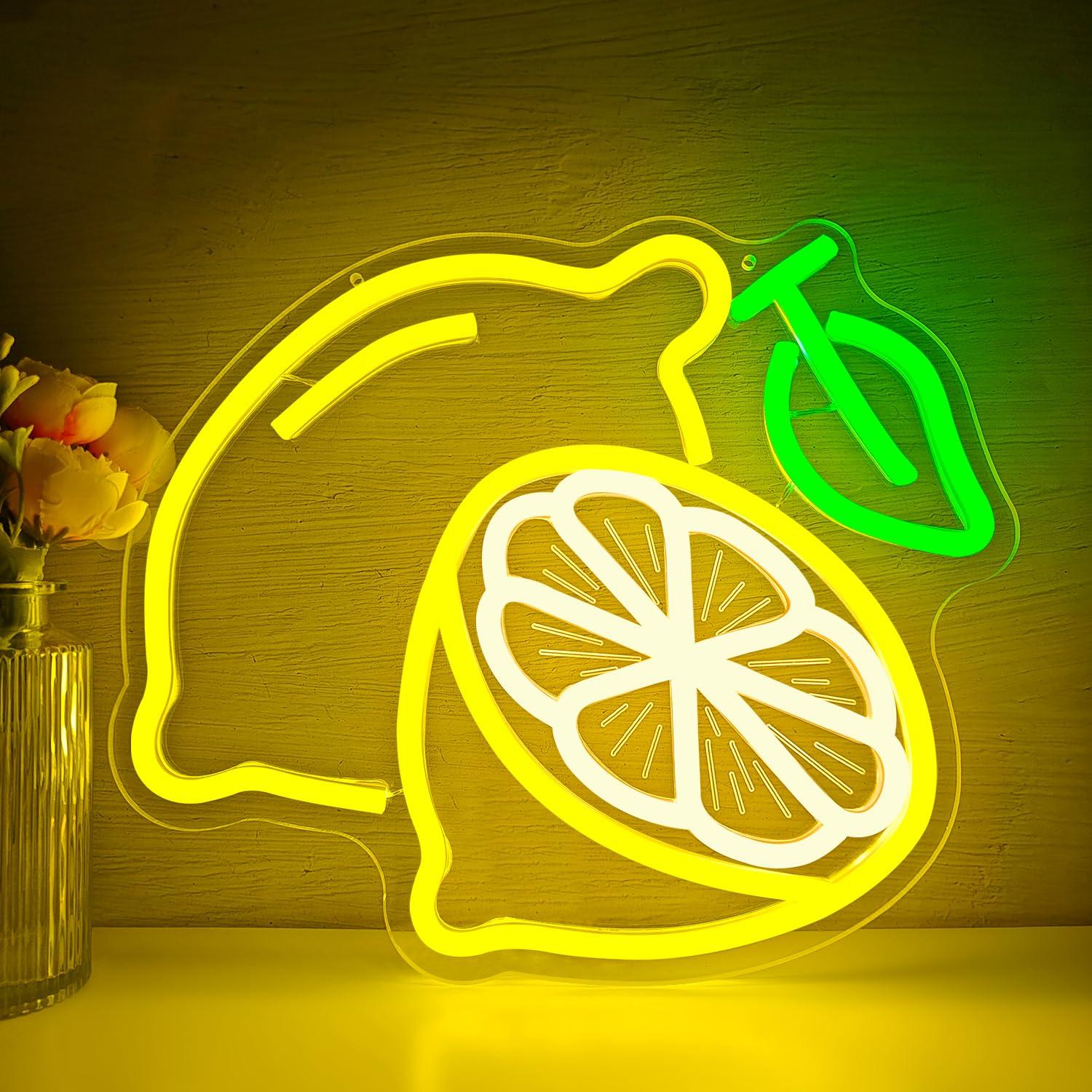 Lemon Neon Sign Dimmable LED L - مراجعة Home Bar Signs وسعره