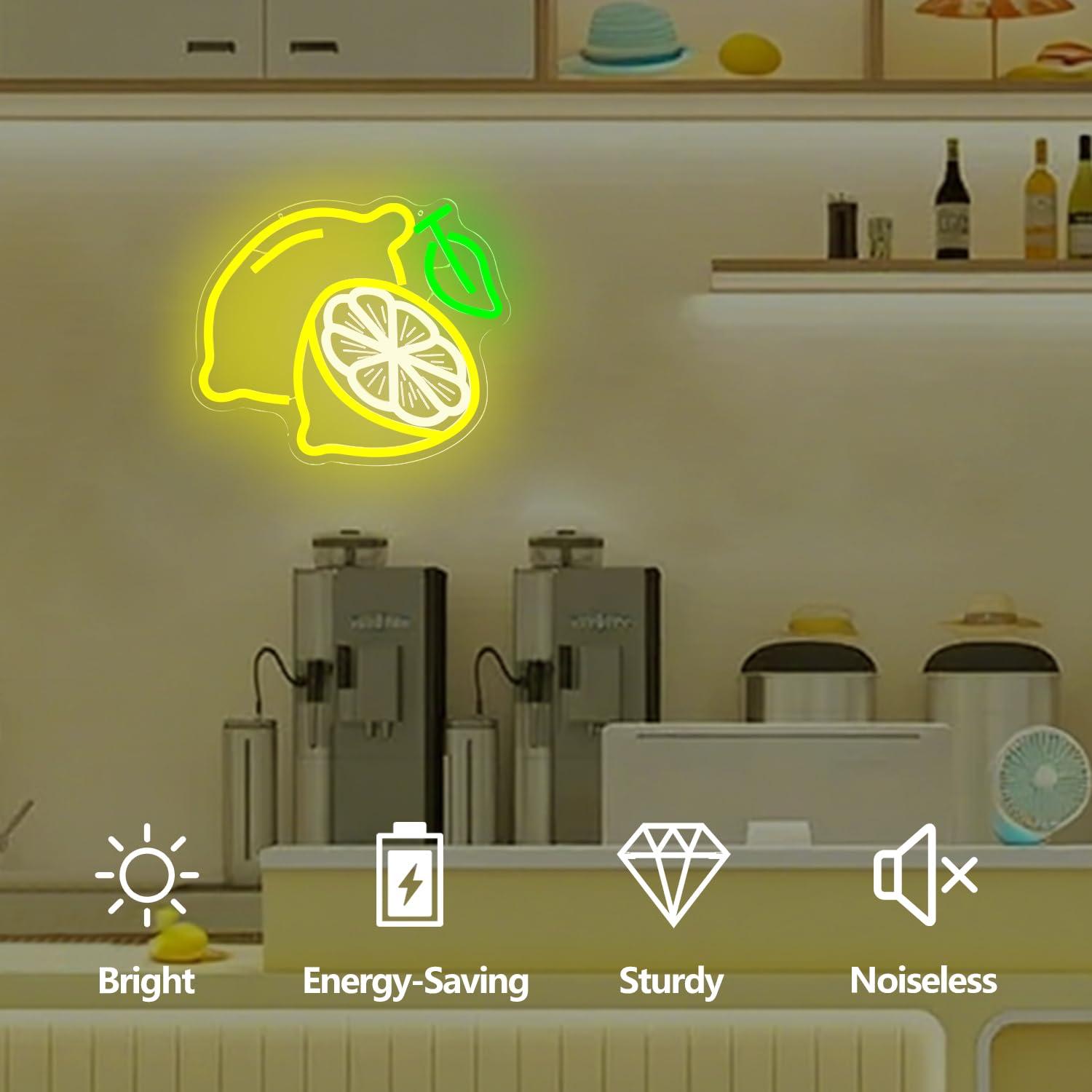 Lemon Neon Sign Dimmable LED L - مراجعة Home Bar Signs وسعره