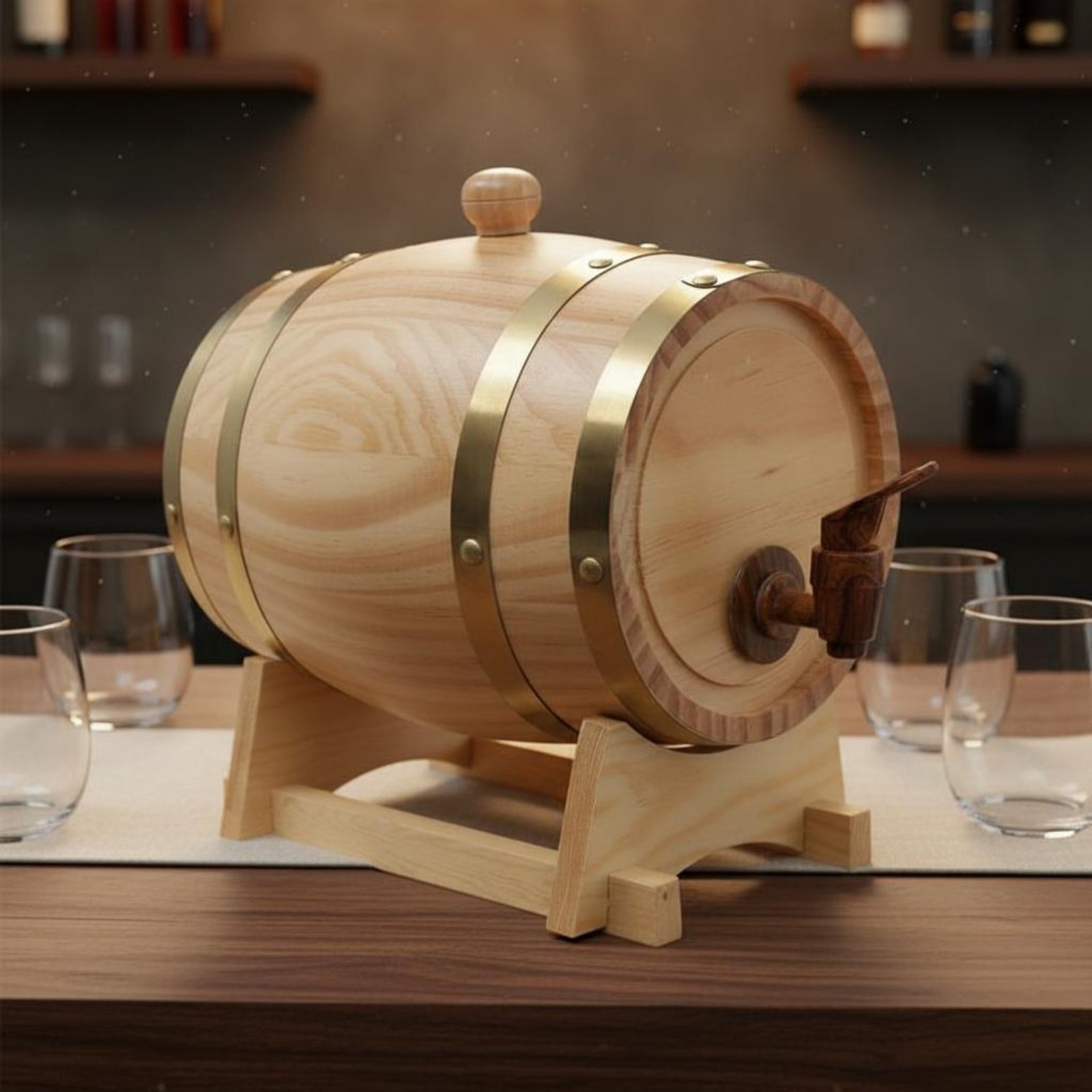 Fir Wood Barrel with Spigot Le - مراجعة Home Bar Stand وسعره