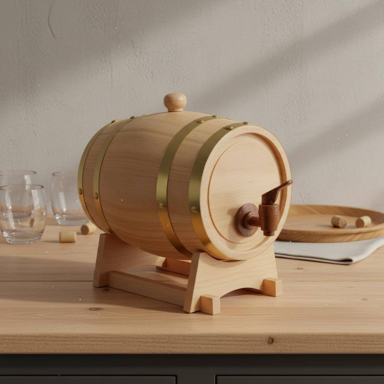 Fir Wood Barrel with Spigot Le - مراجعة Home Bar Stand وسعره