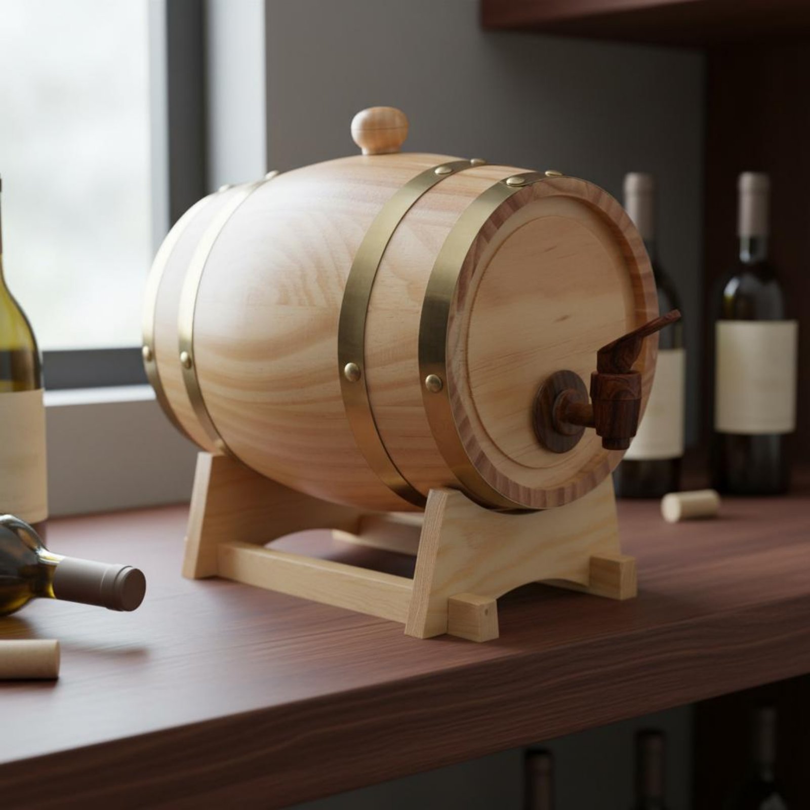 Fir Wood Barrel with Spigot Le - مراجعة Home Bar Stand وسعره