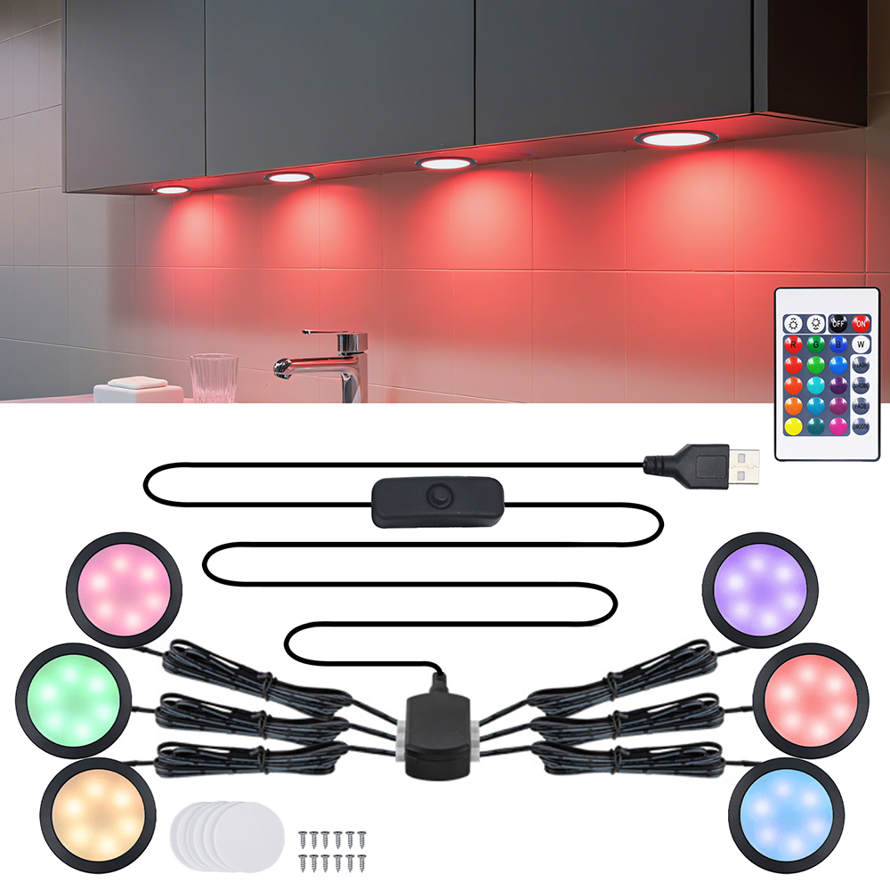 1/2/4/6 Lamp RGB LED Under Cab - مراجعة Home Bar And Cabinet وسعره