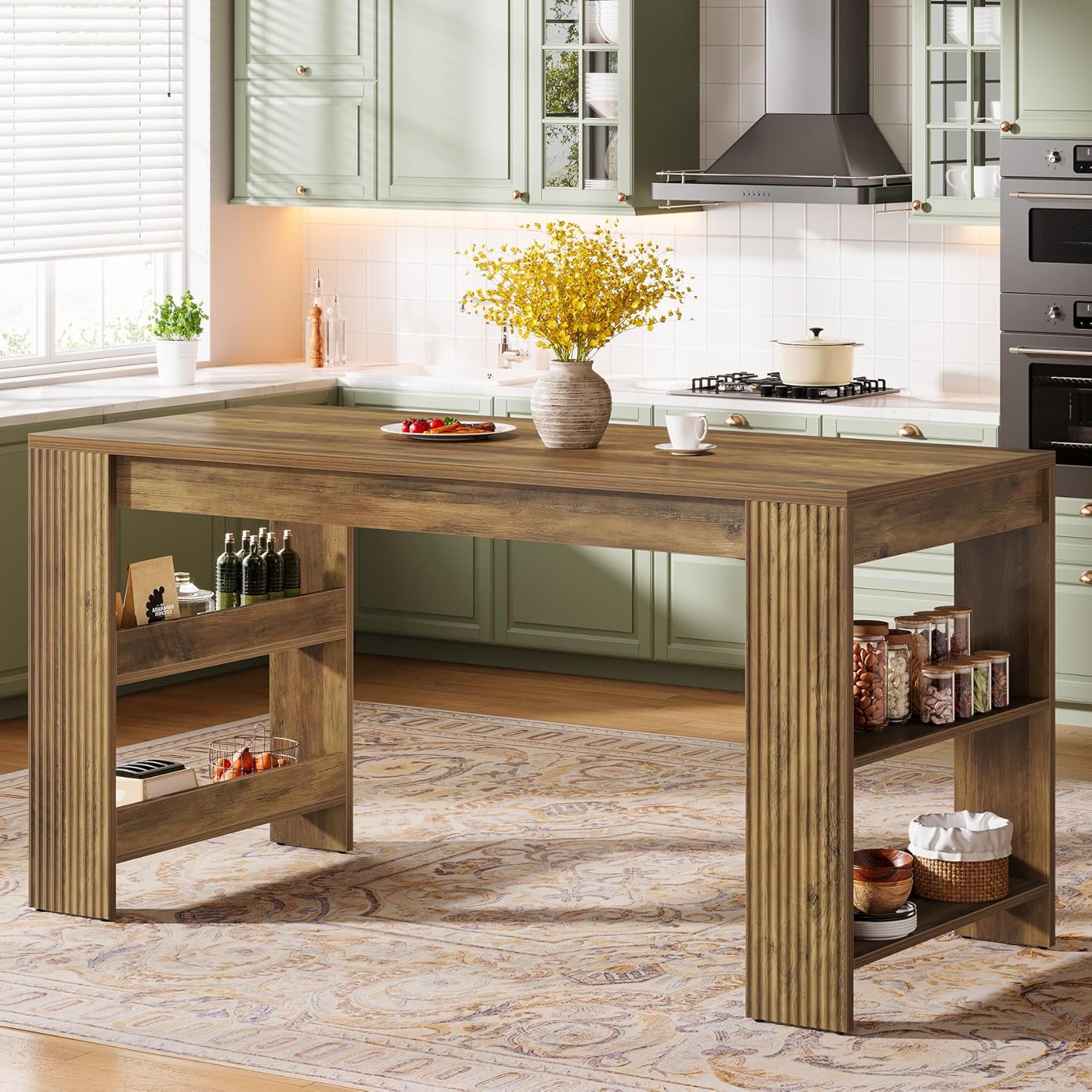 63-Inch Kitchen Island with St - مراجعة Home Bar Shelves وسعره